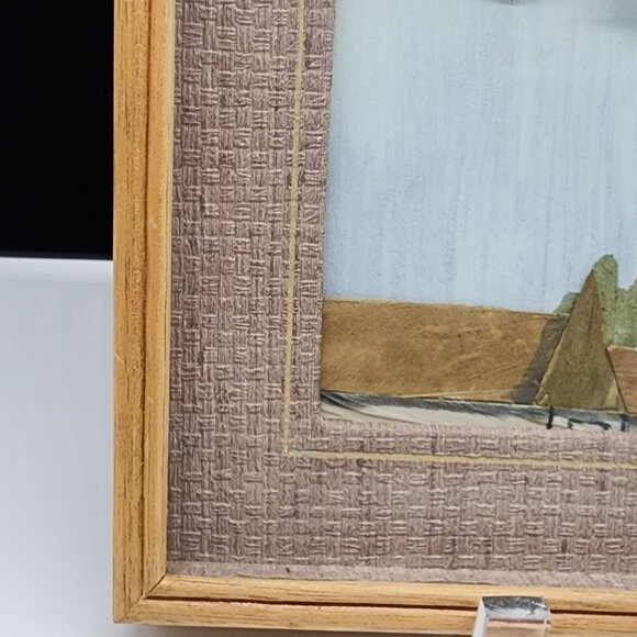 Vintage Bird Eagle Art Shadow Box Feathers Leaves Wooden Frame Nature Scene - Picture 5 of 12